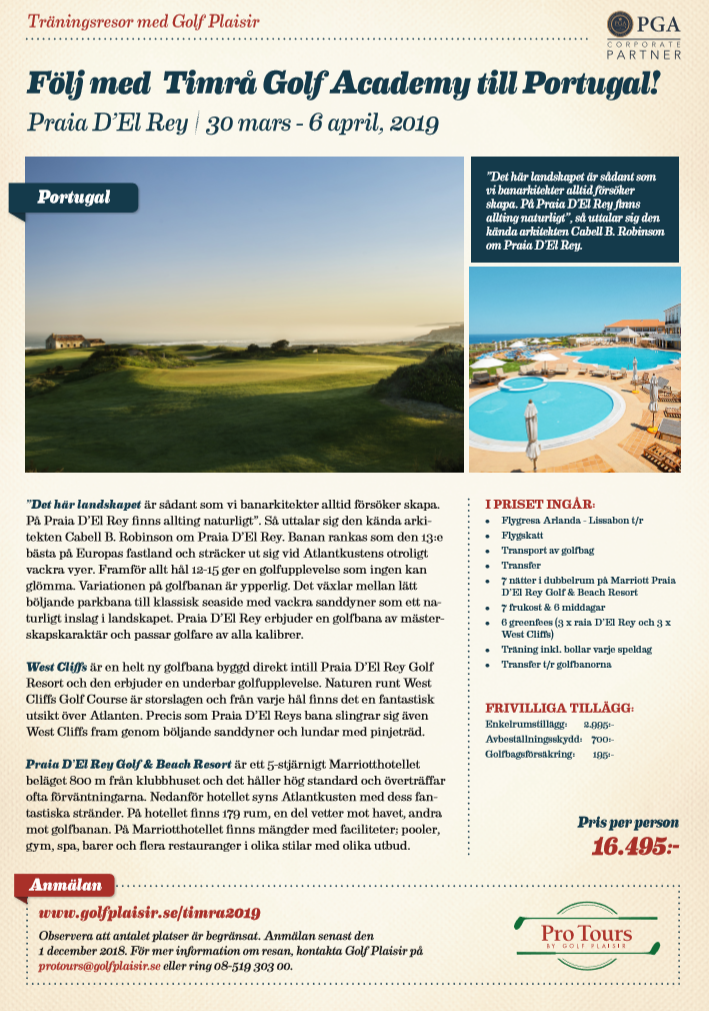 Praia D'el Rey med Timrå Golf Academy